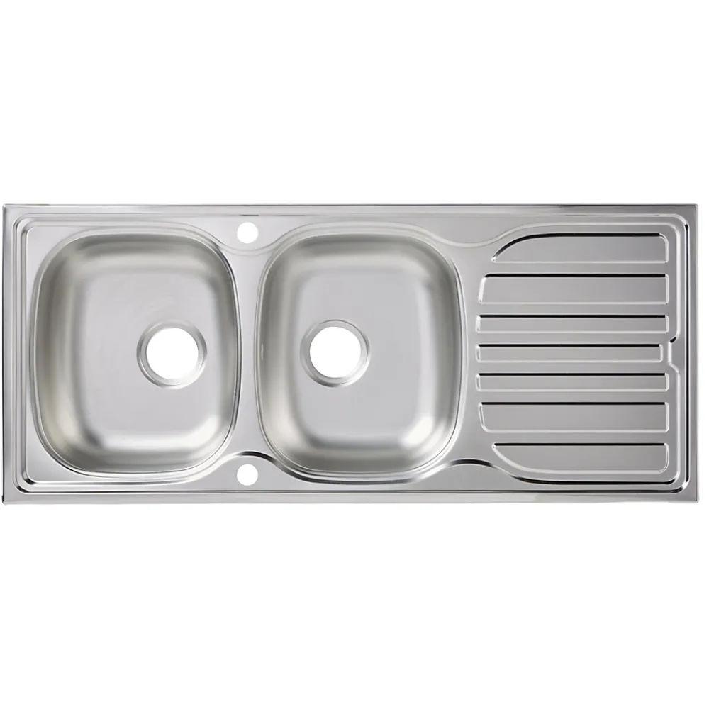 Évier en inox satiné 2 bacs à encastrer Turing