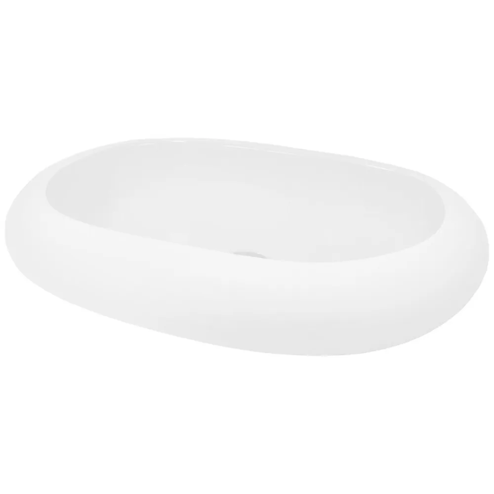 ECD Germany Évier lavabo vasque a poser ovale céramique lave-mains salle de bain 630x420 mm