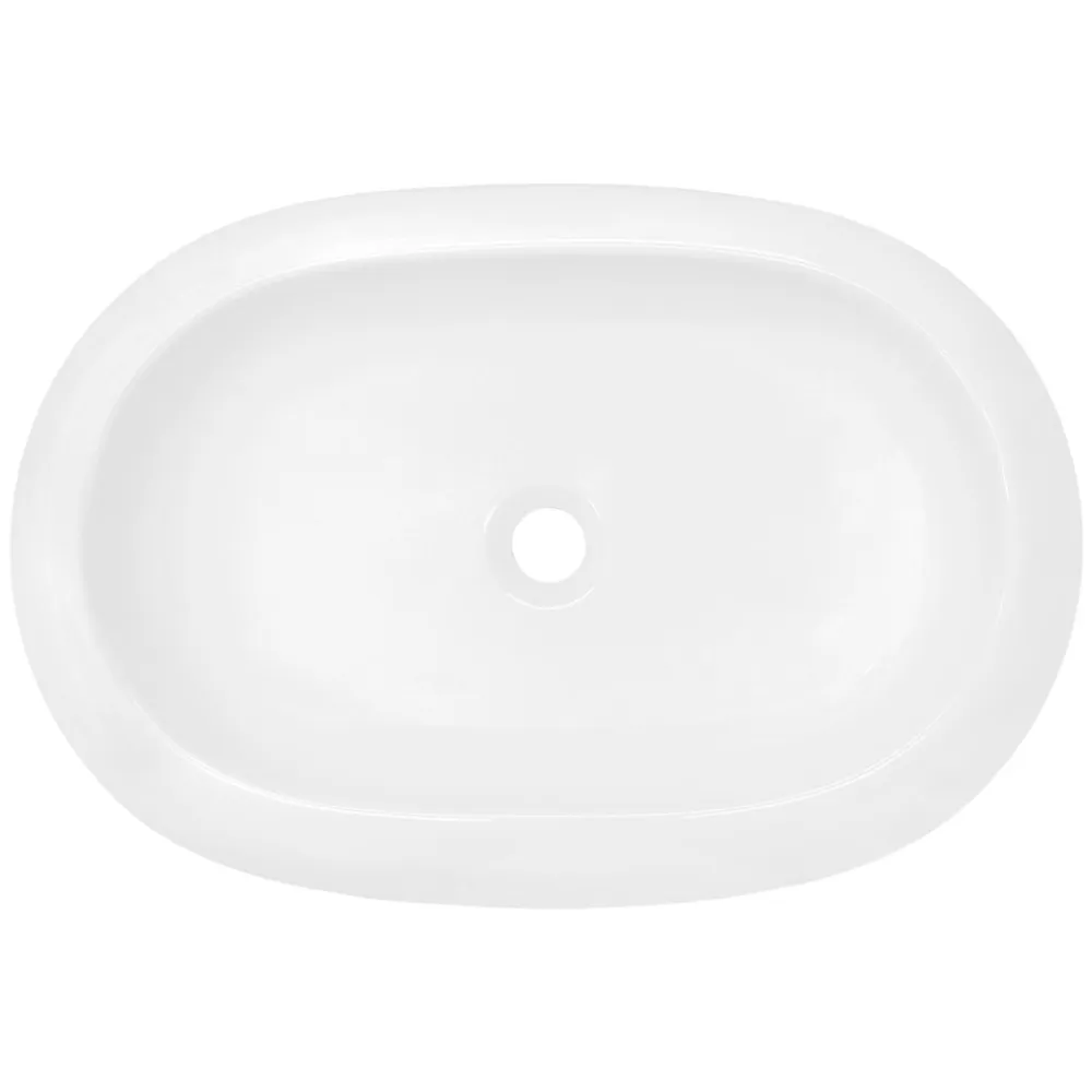 ECD Germany Évier lavabo vasque a poser ovale céramique lave-mains salle de bain 630x420 mm