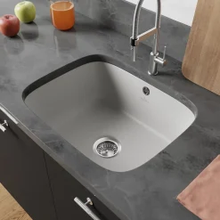 Evier Et Robinet De Buanderie|Villeroy & Boch Évier sous-plan en céramique 1 cuve à encastrer Cisterna gris moyen