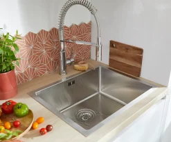 Evier Et Robinet De Buanderie|Essebagno Évier sous-plan en inox 1 bac à encastrer Luisa 55