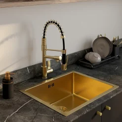 Essebagno Évier sous-plan en inox finition or 1 bac à encastrer Luisa 55