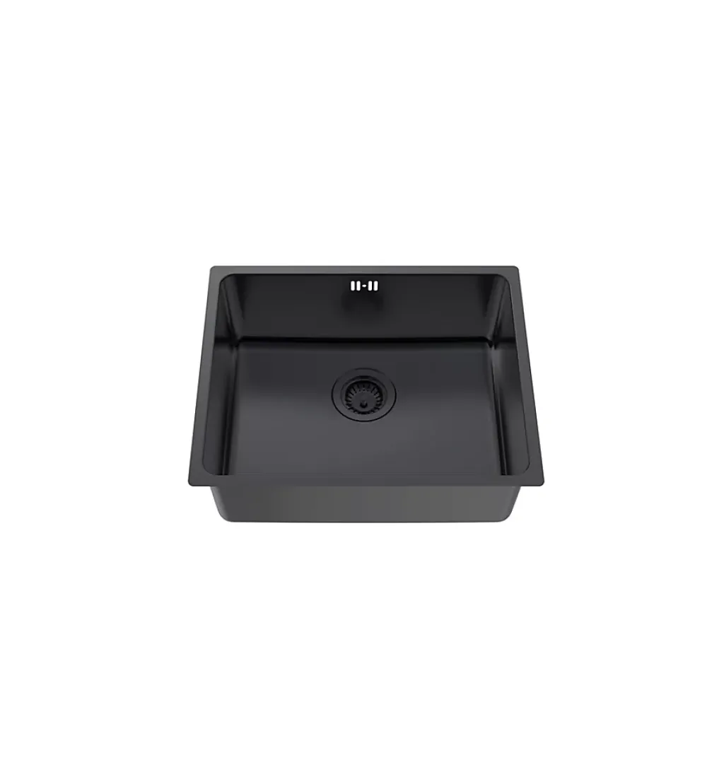 Evier Et Robinet De Buanderie|Essebagno Évier sous-plan en inox finition noir mat 1 bac à encastrer Inoxa 54