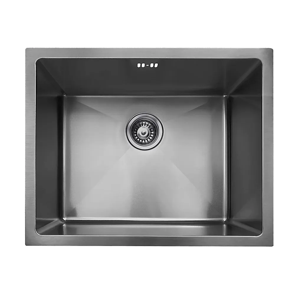 Evier Et Robinet De Buanderie|Essebagno Évier sous-plan en inox finition gun métal 1 bac à encastrer Luisa 55