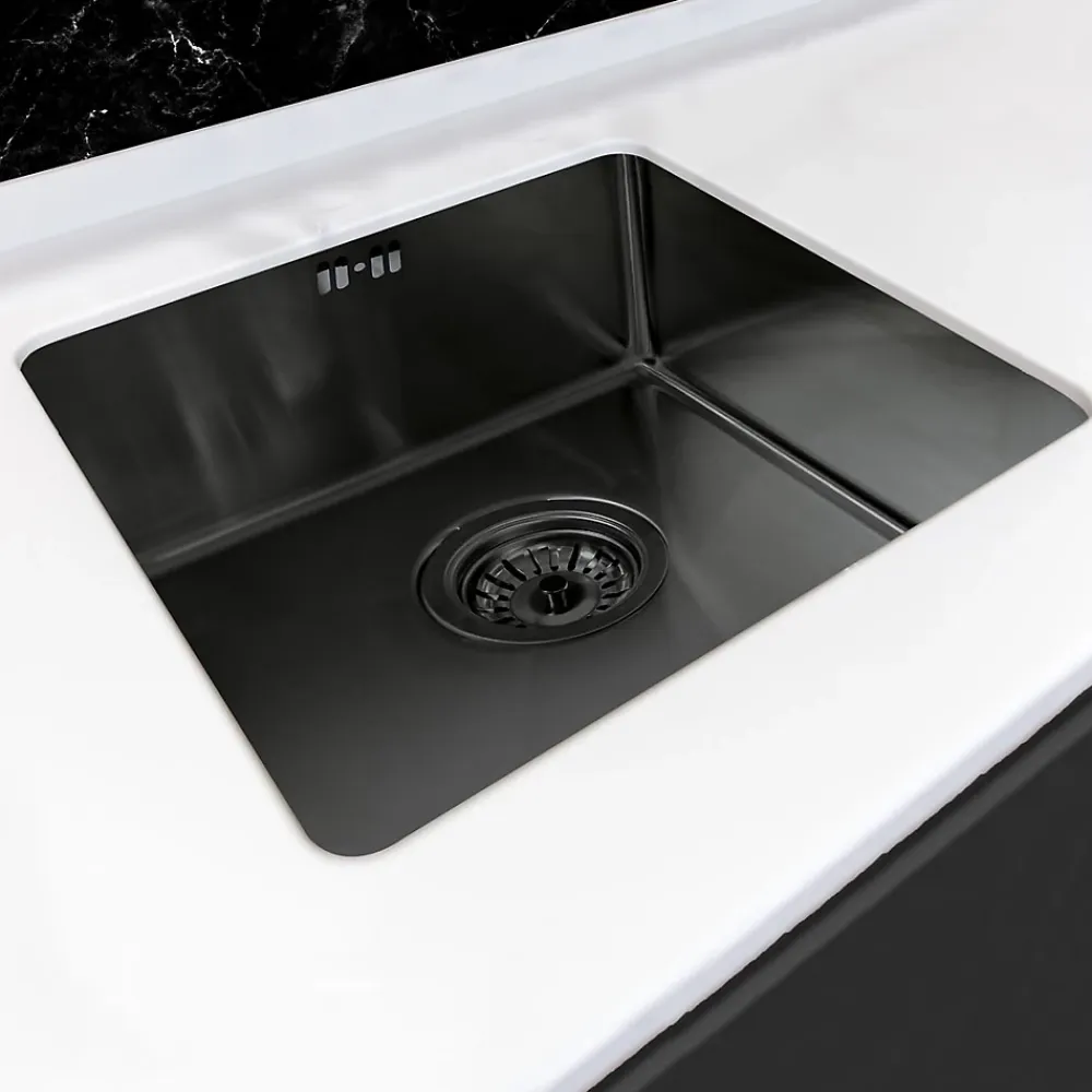 Evier Et Robinet De Buanderie|Essebagno Évier sous-plan en inox finition gun métal 1 bac à encastrer Luisa 55