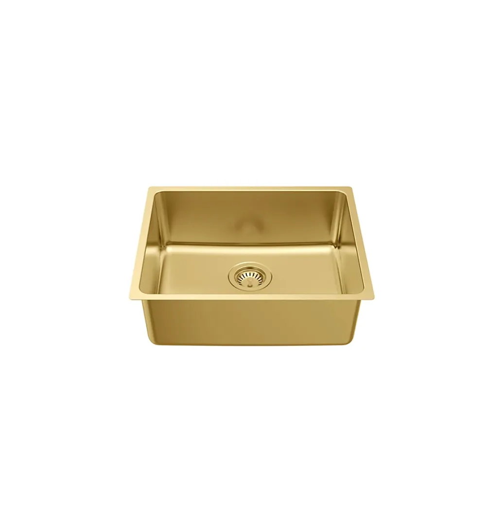 Evier Et Robinet De Buanderie|Essebagno Évier sous-plan en inox finition or 1 bac à encastrer Inoxa 54