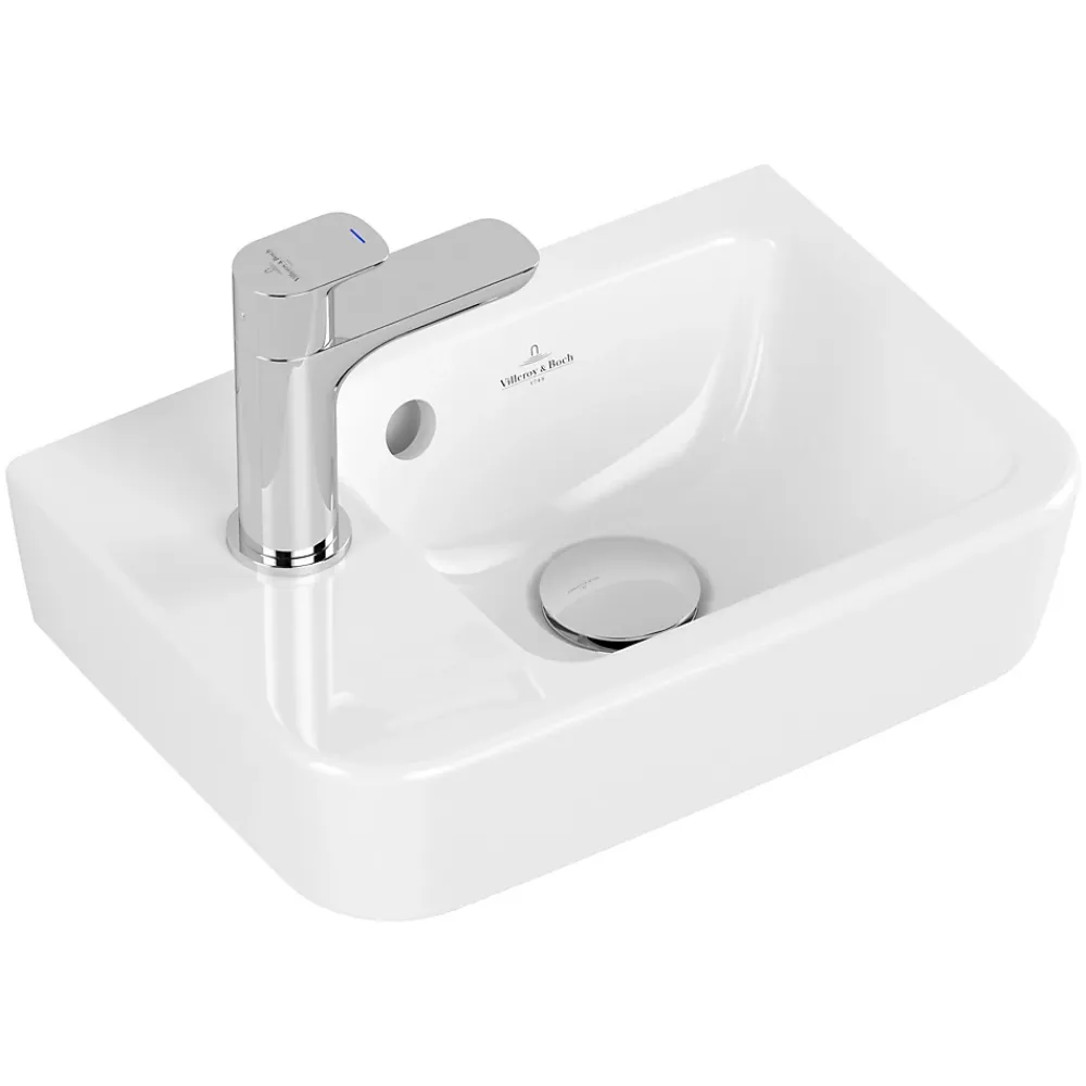 Villeroy & Boch O.novo, pack lave-mains avec robinetterie, bonde clic-clac, siphon chromé et kit de fixation
