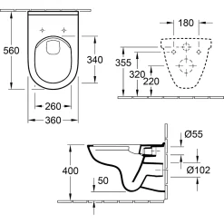 Wc Suspendu|Villeroy & Boch Pack Bâti-support autoportant ViConnect + Plaque de commande noir mat + Cuvette suspendue O.Novo
