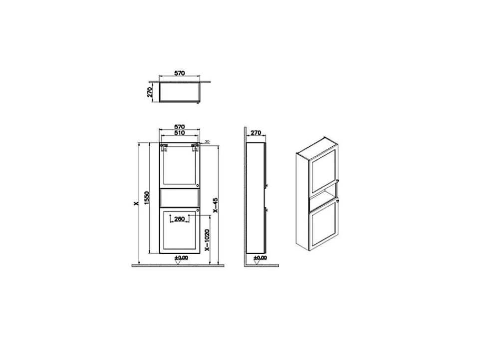 Armoire De Salle De Bains|Vitra Meuble de salle de bain bas Root 55x155x25 cm bleu mat (ROOTCN55TM)