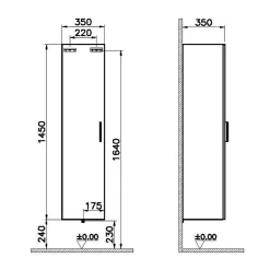 Armoire De Salle De Bains|Vitra Mia armoire 145x35x35 cm, porte softclose, Chêne (MIAV35D)