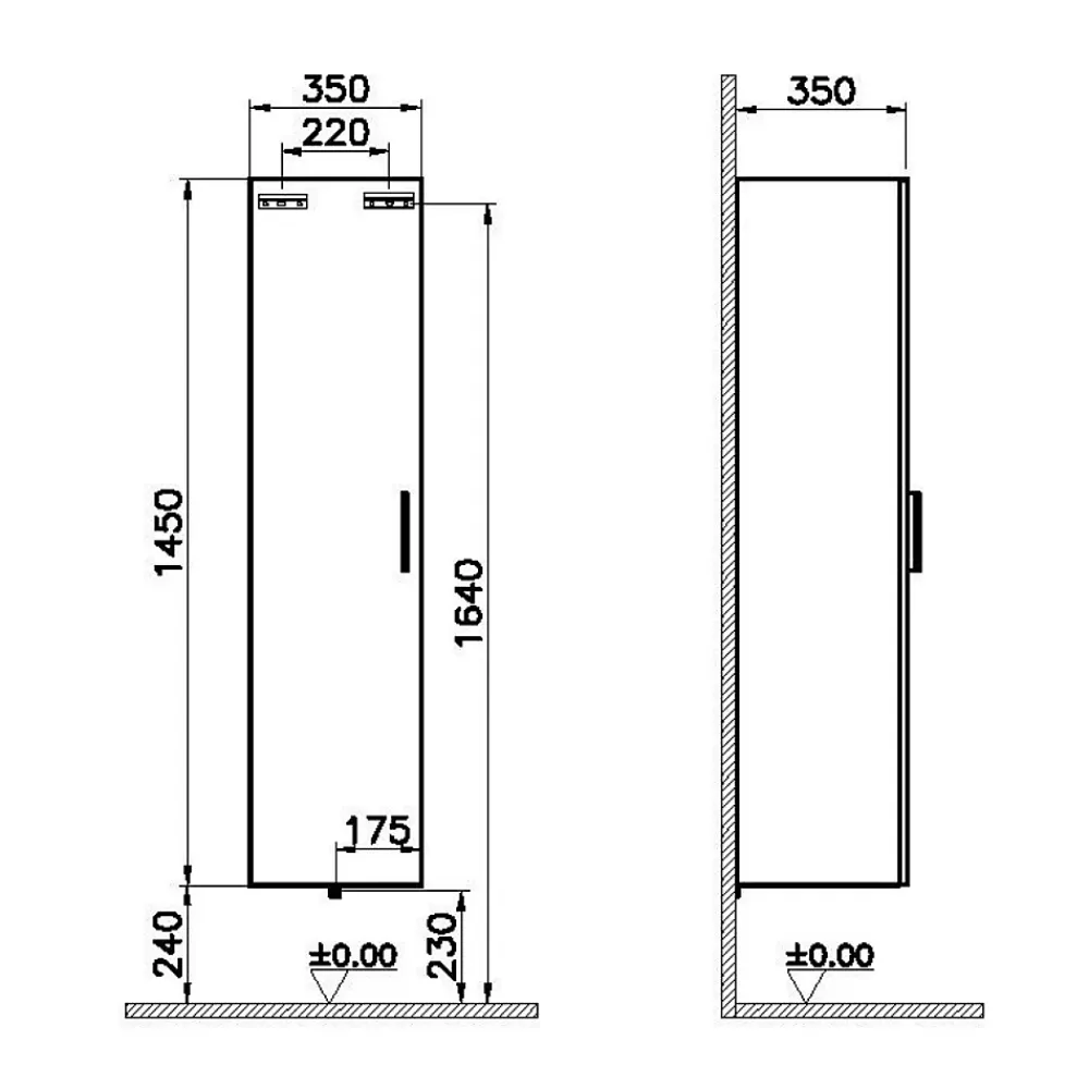 Armoire De Salle De Bains|Vitra Mia armoire 145x35x35 cm, porte softclose, Chêne (MIAV35D)