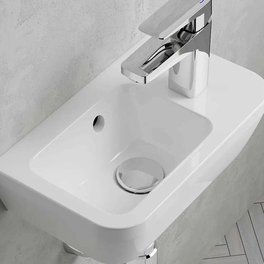 Vitra Set Lave-mains 37x22 cm avec trou pour robinetterie sur la droite + siphon (7091-003-0029-SET)
