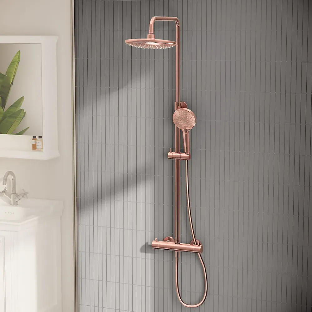 Vitra AquaHeat Bliss 240 2F colonne de douche cuivre avec mitigeur thermostatique et pomme de tête pluie ronde
