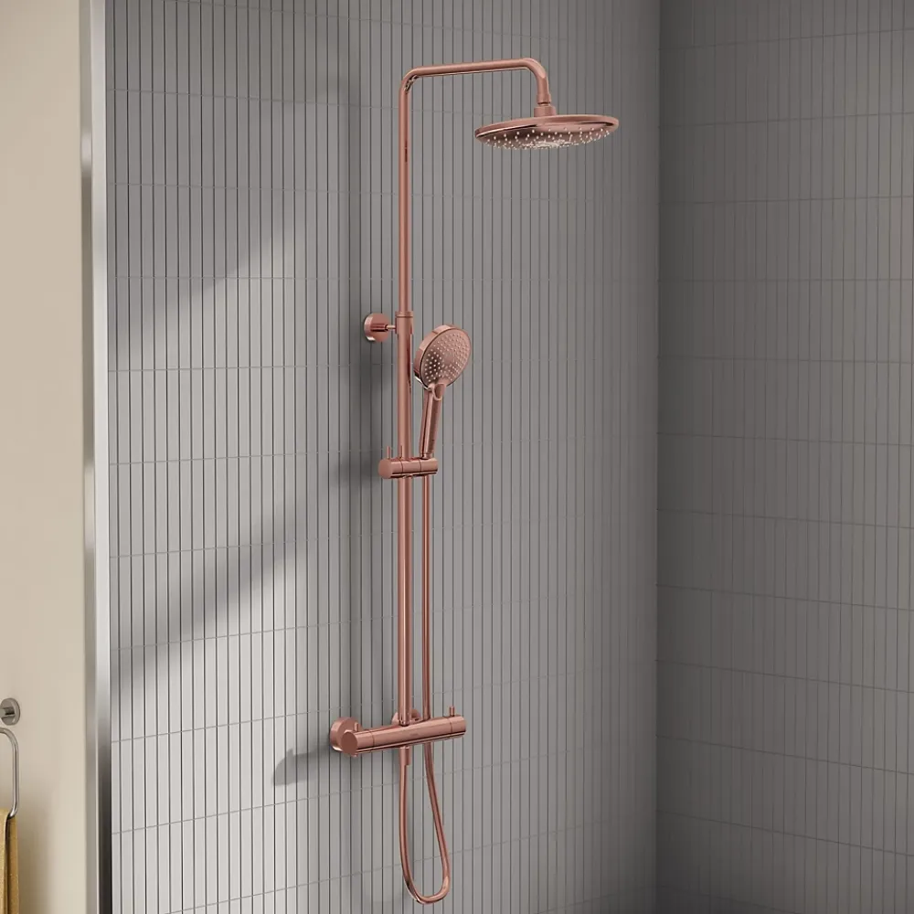 Vitra AquaHeat Bliss 240 2F colonne de douche cuivre avec mitigeur thermostatique et pomme de tête pluie ronde