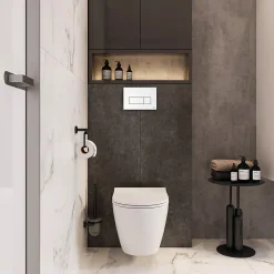 Vitra Pack WC Mia suspendu cuvette carénée fixations invisibles et bati support autoportant avec plaque Blanche