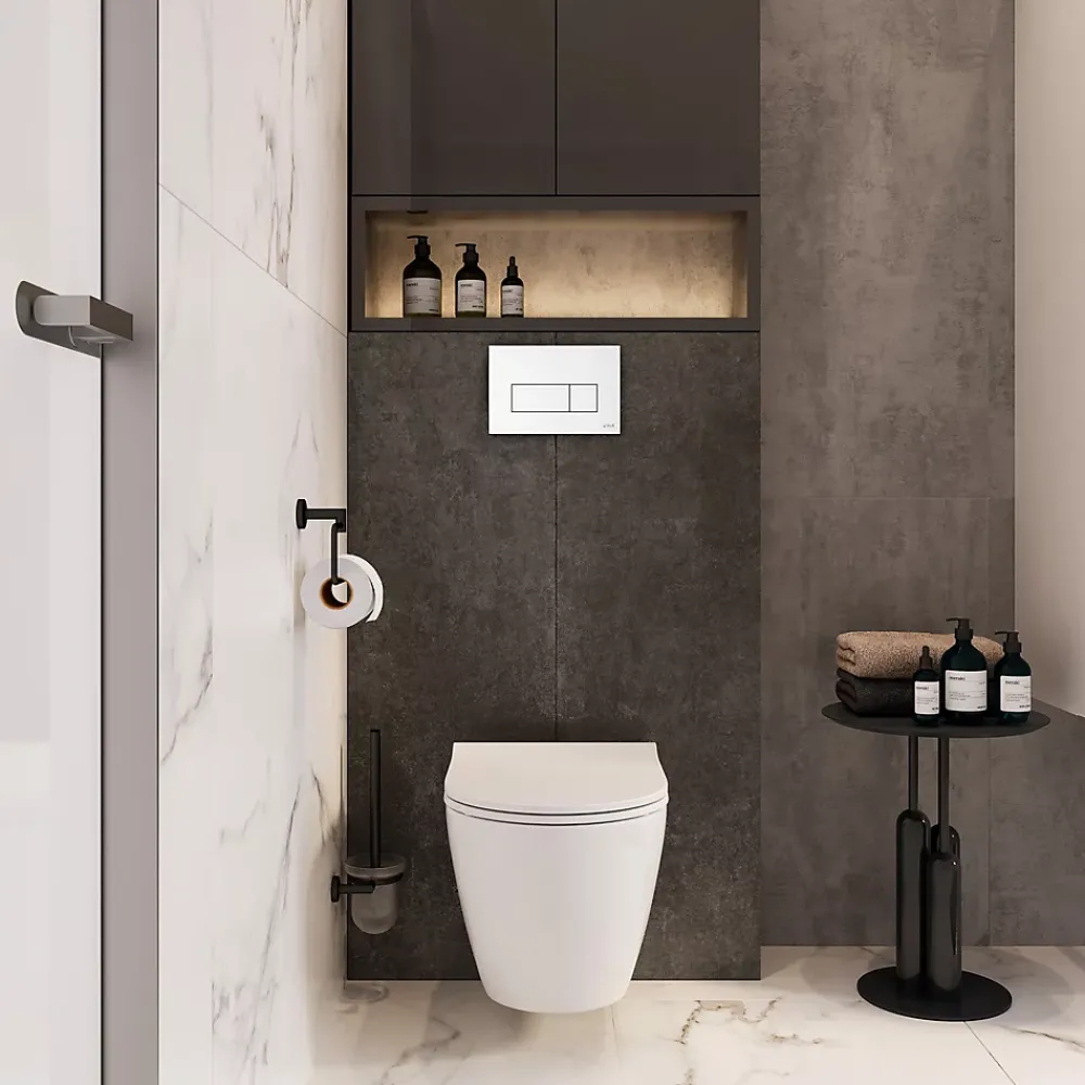Vitra Pack WC Mia suspendu cuvette carénée fixations invisibles et bati support autoportant avec plaque Blanche