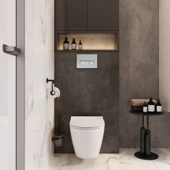 Vitra Pack WC Mia suspendu cuvette carénée fixations invisibles et bati support autoportant avec plaque Chromée