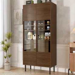ProximaX Vitrine multibranches avec façade en verre, étagères à plusieurs niveaux et tiroir dissimulé, pour salle de bain, salon ou bureau
