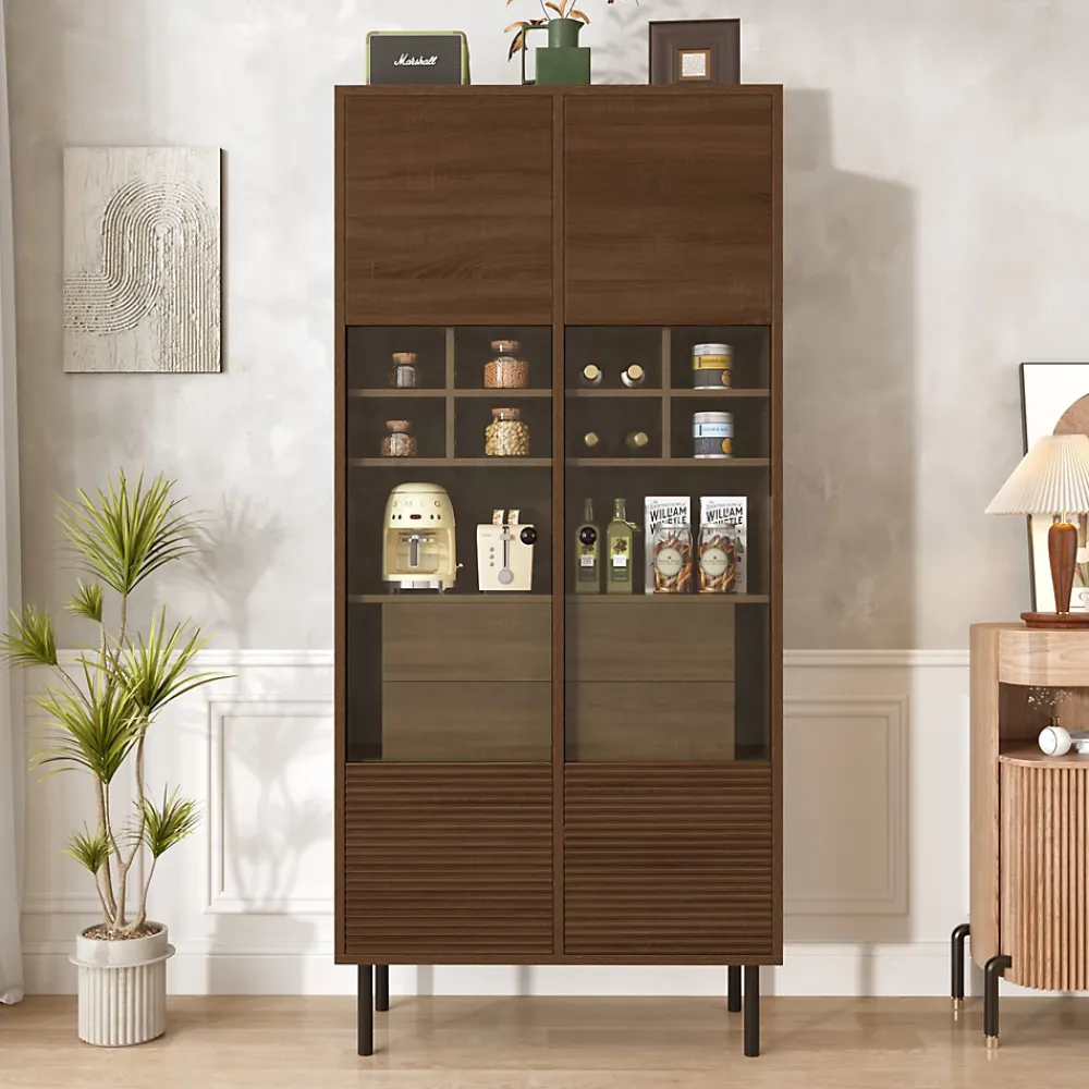 ProximaX Vitrine multibranches avec façade en verre, étagères à plusieurs niveaux et tiroir dissimulé, pour salle de bain, salon ou bureau