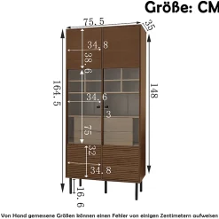 ProximaX Vitrine multibranches avec façade en verre, étagères à plusieurs niveaux et tiroir dissimulé, pour salle de bain, salon ou bureau