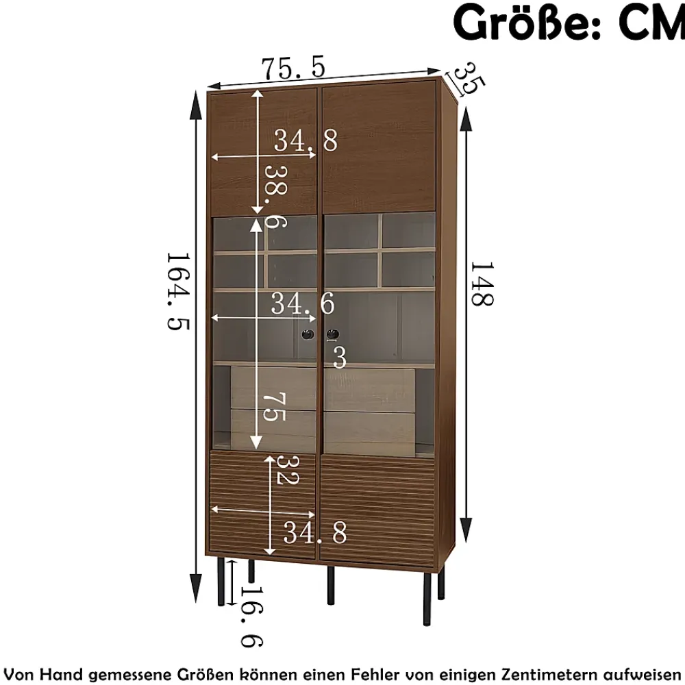 ProximaX Vitrine multibranches avec façade en verre, étagères à plusieurs niveaux et tiroir dissimulé, pour salle de bain, salon ou bureau