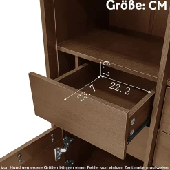 ProximaX Vitrine multibranches avec façade en verre, étagères à plusieurs niveaux et tiroir dissimulé, pour salle de bain, salon ou bureau