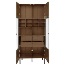 ProximaX Vitrine multibranches avec façade en verre, étagères à plusieurs niveaux et tiroir dissimulé, pour salle de bain, salon ou bureau