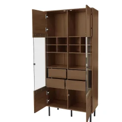 ProximaX Vitrine multibranches avec façade en verre, étagères à plusieurs niveaux et tiroir dissimulé, pour salle de bain, salon ou bureau