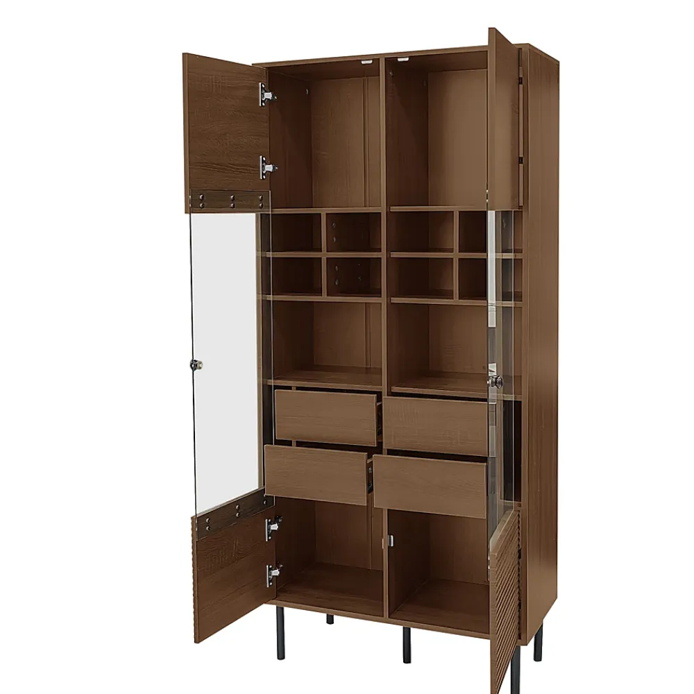 ProximaX Vitrine multibranches avec façade en verre, étagères à plusieurs niveaux et tiroir dissimulé, pour salle de bain, salon ou bureau