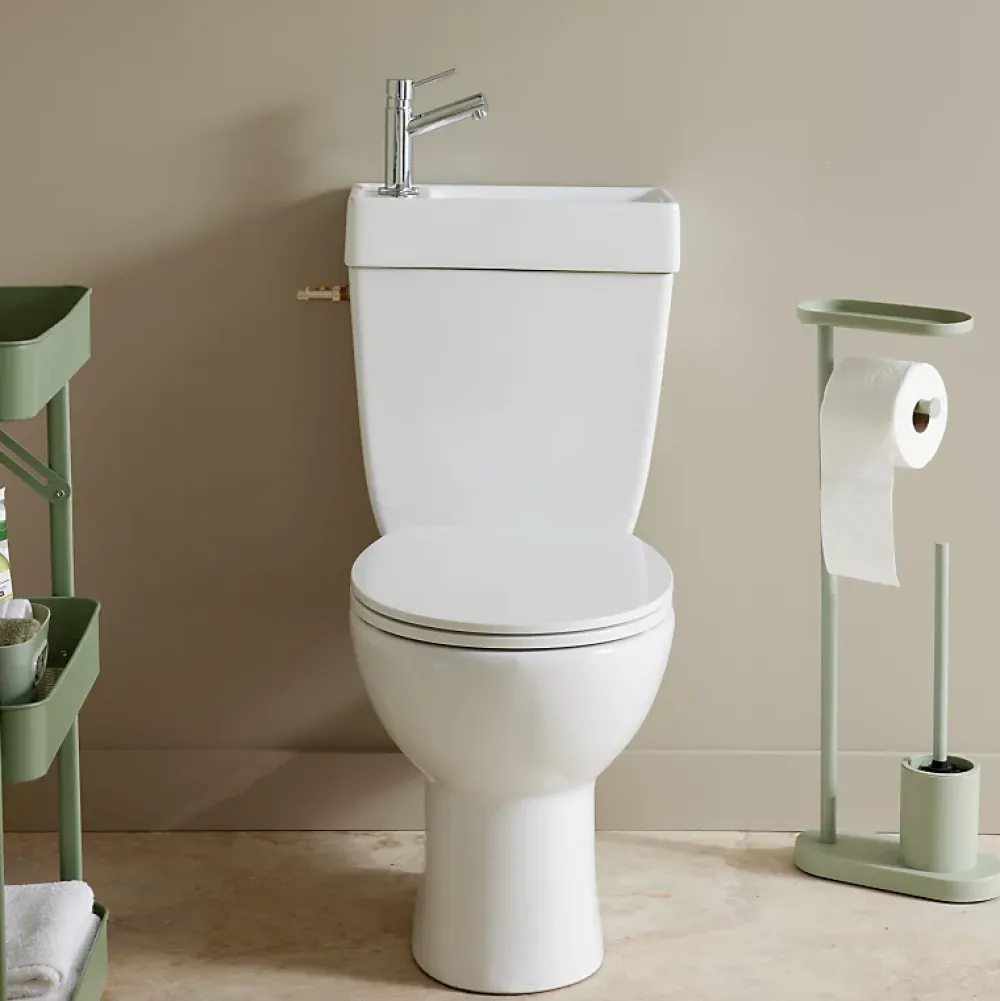 Planète Bain WC à poser avec lave-mains intégré sans bride sortie horizontale - Manila duo