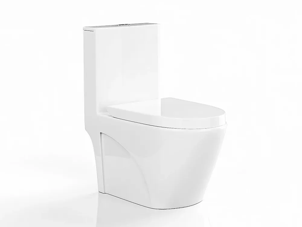 Wc À Poser|Vente-unique WC à poser blanc brillant en céramique - Evacuation verticale - NAGILAM