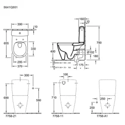 Wc À Poser|Villeroy & Boch WC à poser compact sans bride sortie horizontale VILLEROY ET BOCH Avento avec abattant frein de chute