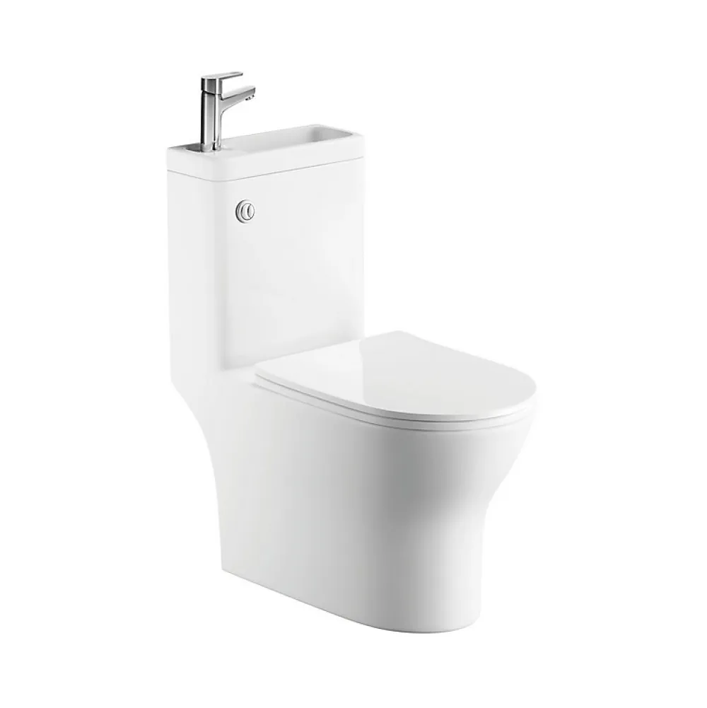 Rue Du Bain WC à Poser Monobloc avec Lave main intégré 37x70 cm Céramique - Modène