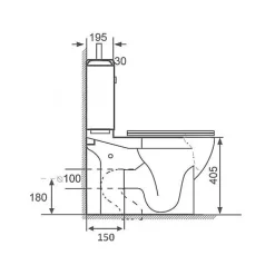 Rue Du Bain WC à Poser Monobloc avec Lave main intégré 37x70 cm Céramique - Modène