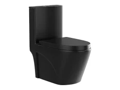 Vente-unique WC à poser noir mat en céramique - Evacuation horizontale - NAGILAM