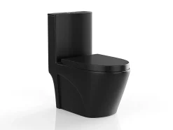 Wc À Poser|Vente-unique WC à poser noir mat en céramique - Evacuation verticale - NAGILAM