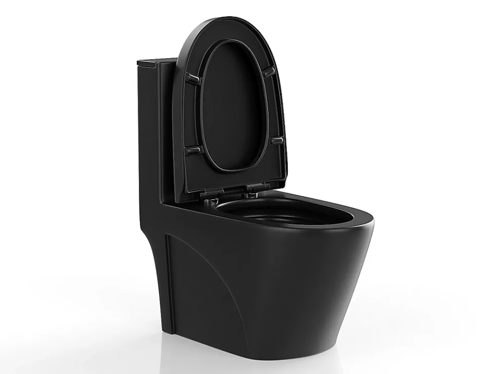 Wc À Poser|Vente-unique WC à poser noir mat en céramique - Evacuation verticale - NAGILAM