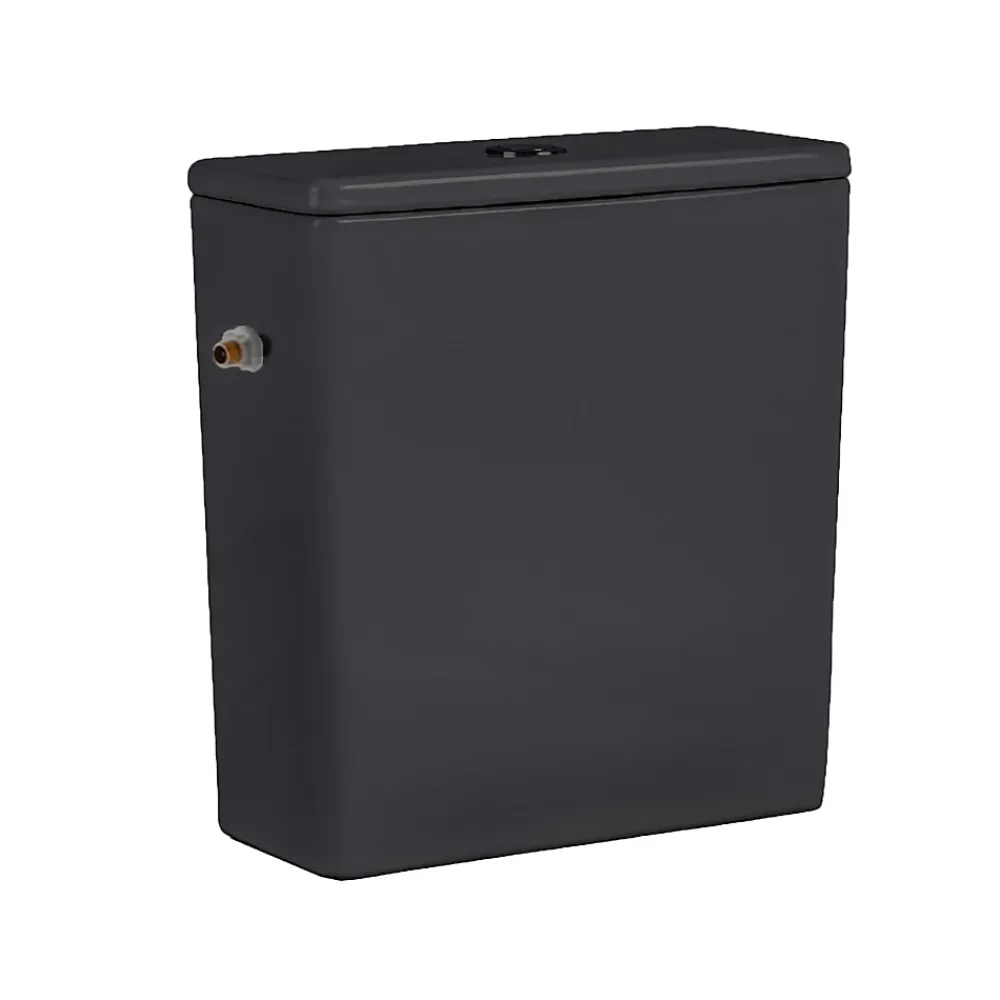 Ceramia WC à poser sans bride en céramique avec abattant SoftClose + réservoir de chasse, alimentation latérale, noir (CEPX030RREXVPBKM)
