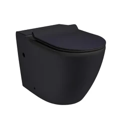 Ceramia WC à poser sans bride en céramique avec abattant SoftClose + réservoir de chasse, alimentation latérale, noir (CEPX030RREXVPBKM)