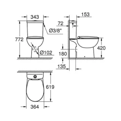Wc À Poser|Grohe WC à poser sans bride Bau Ceramic avec abattant frein de chute declipsable + nettoyant Briochin
