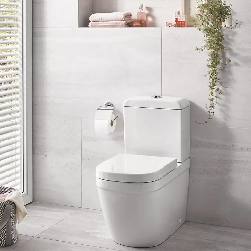 Grohe WC à poser sans bride Euro Ceramic + Tabouret physiologique Bois