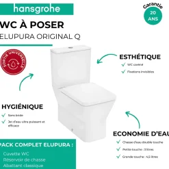Hansgrohe WC à poser sans bride sortie universelle Elupura Original Q avec abattant