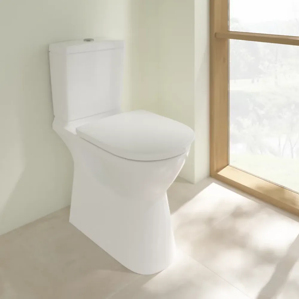 Villeroy & Boch WC à poser sans bride surélevé sortie horizontale O.novo avec abattant frein de chute + Nettoyant