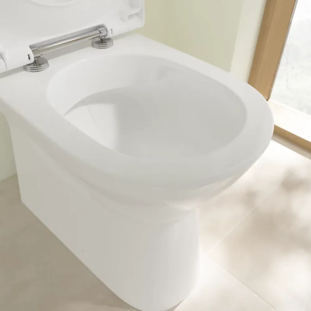 Villeroy & Boch WC à poser sans bride surélevé sortie horizontale O.novo avec abattant frein de chute + Nettoyant