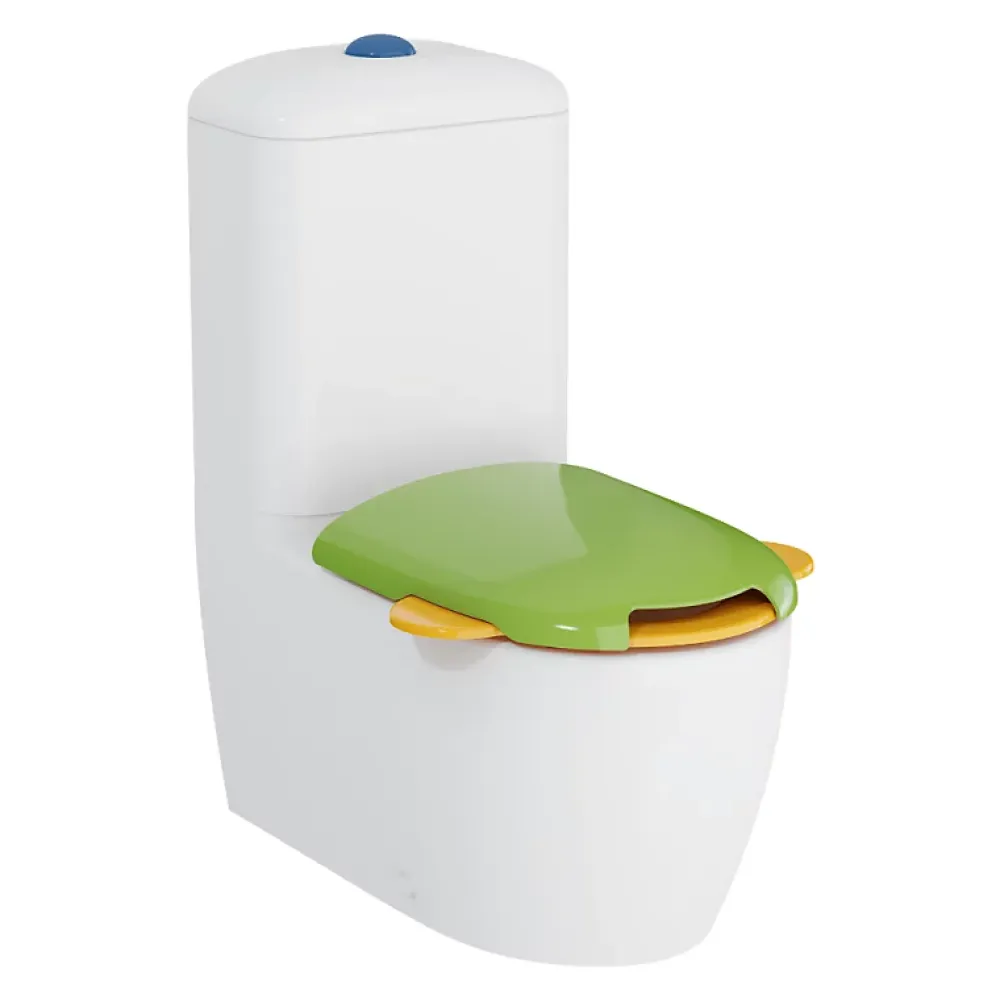 Vitra WC à poser sans bride Sento Kids Blanc + réservoir + abattant vert et jaune