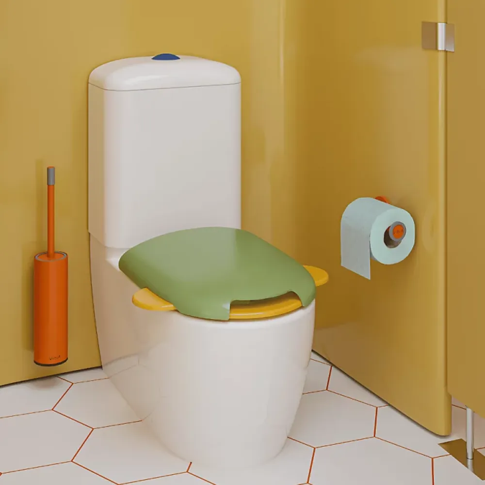 Vitra WC à poser sans bride Sento Kids Blanc + réservoir + abattant vert et jaune
