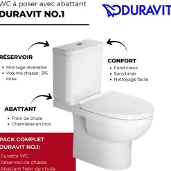 Duravit WC à poser sortie horizontale No.1 avec abattant frein de chute