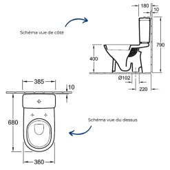 Villeroy & Boch WC à poser sortie verticale O.novo avec abattant frein de chute + nettoyant
