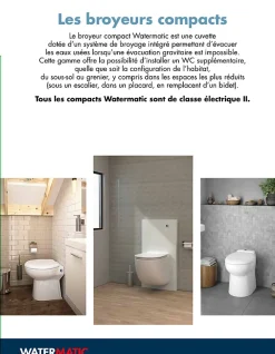 Wc Chimique Et Broyeur|Watermatic WC au sol Sanibroyeur à relevage intégrée cuvette compacte 54,5x36 raccordement 1 lave-mains inclus W30SP Silence blanc