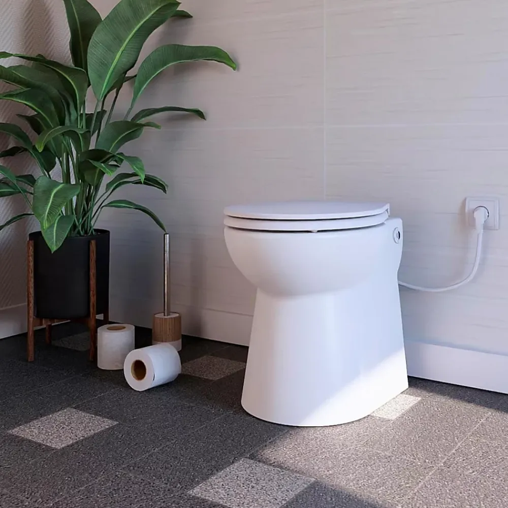 Wc Chimique Et Broyeur|Nature Pro WC Broyeur Intégré - Broyeur WC avec WC à Poser Inclus - Sans Réservoir de Chasse - 42 x 37 x 47 cm - Made in France - Blanc